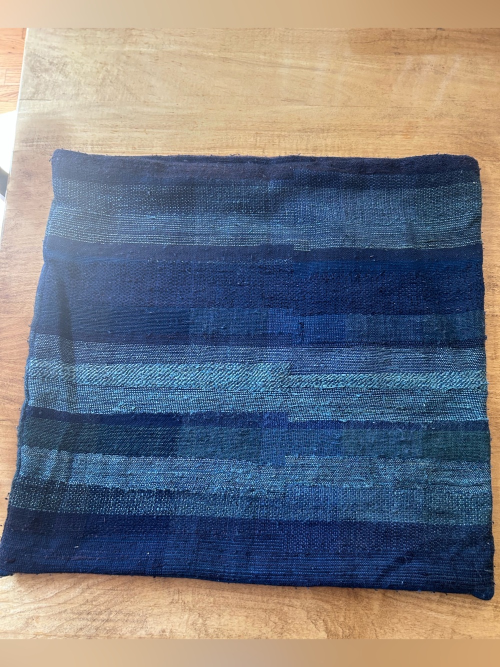 Crate & Barrel Shades of Blue & Green Stripes Square Pillow Cover with Zipper. - Picture 1 of 3